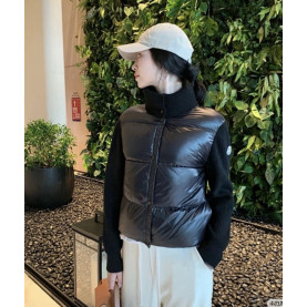 MONCLER 몽클레어 로고패치 패딩 레이어드 하이넥 니트 집업