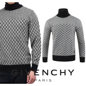 GIVENCHY 지방시 헤링본 하이넥 램스울 니트