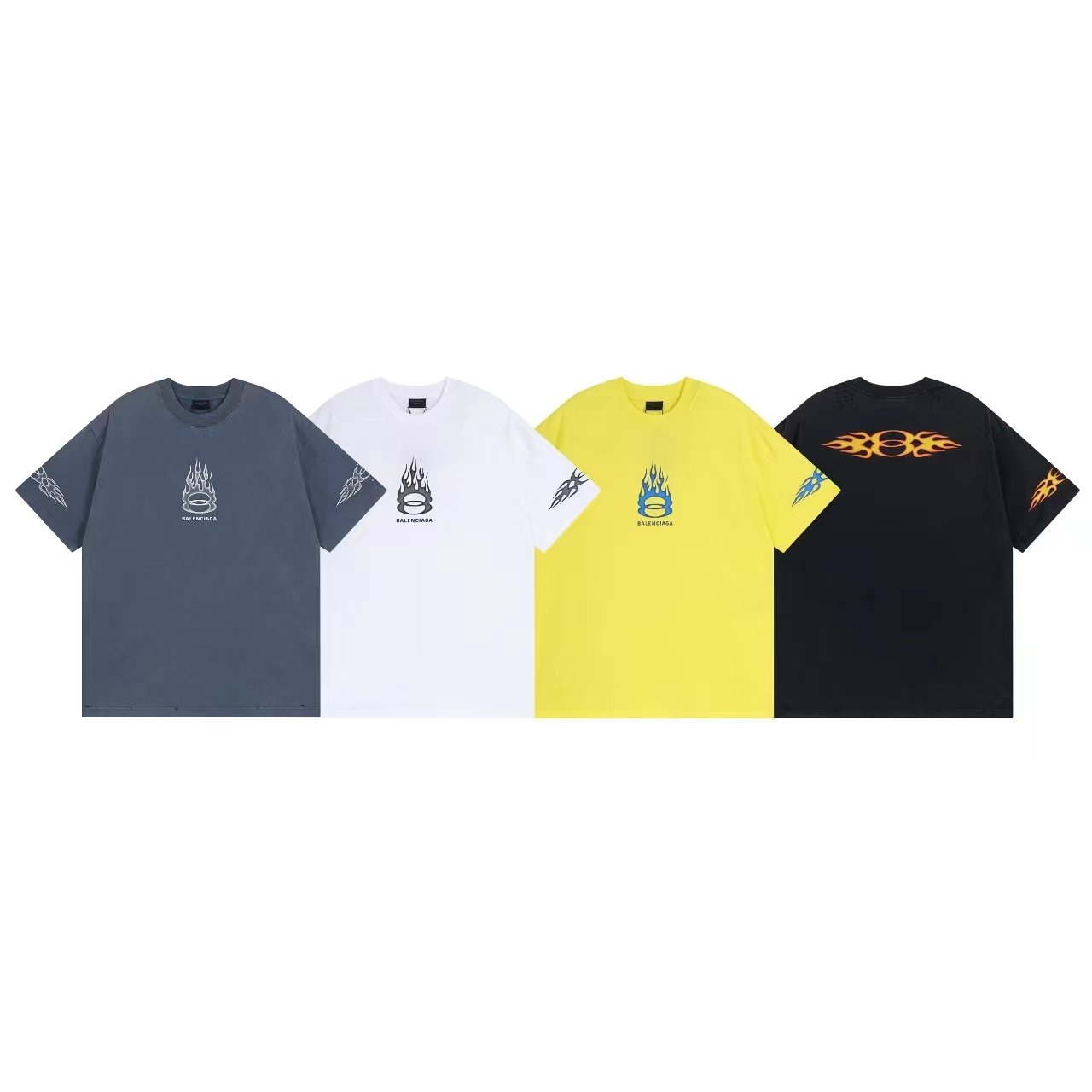 BALENCIAGA 발렌시아가 23131 버닝 유니티 로고 구제 워싱 반팔