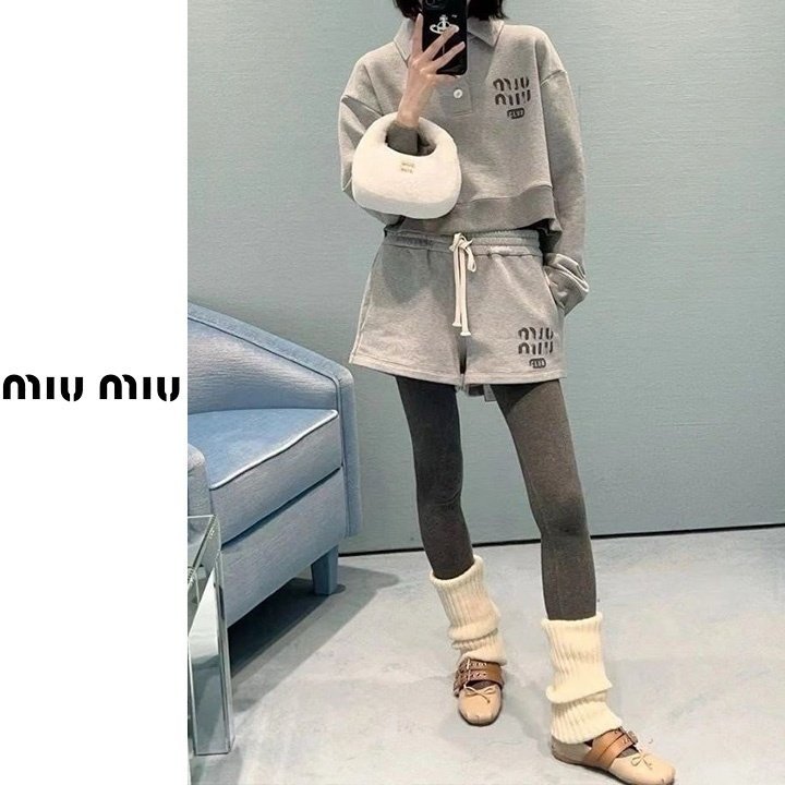 MIUMIU 미우미우 카라맨투맨 반바지 세트 2COLOR