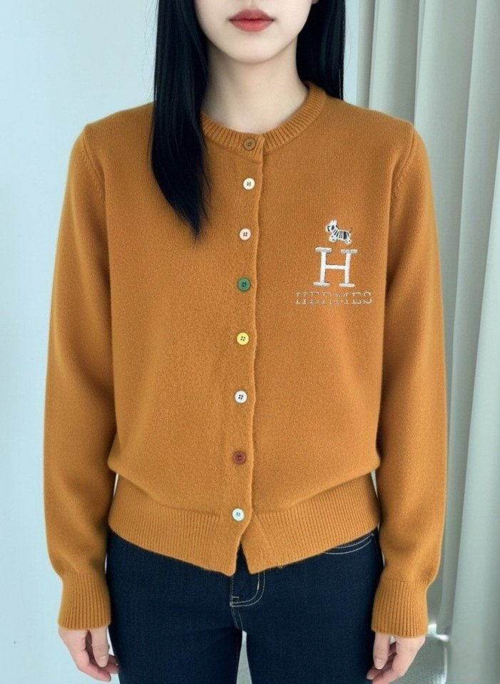 HERMES 에르메스 빅 자수 홀스 니트 가디건 (H3714) 4COLOR