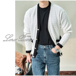LOROPIANA 로로피아나 핸드메이드 트위드 가디건