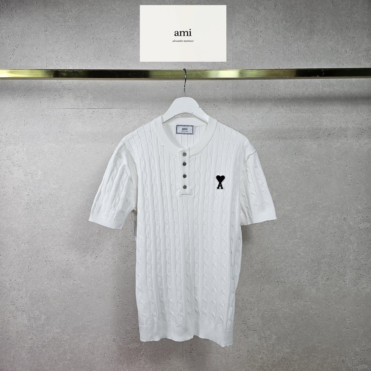 AMI 아미 꽈배기 헨리 하프 니트 3COLOR