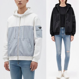 PRADA 프라다 배색포인트 후드집업