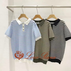 LOROPIANA 로로피아나 펀칭 스트라이프 카라티