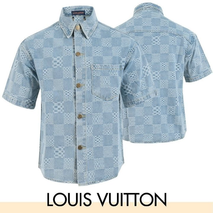 LOUIS VUITTON 루이비통 다미 로고 데님 반팔 남방