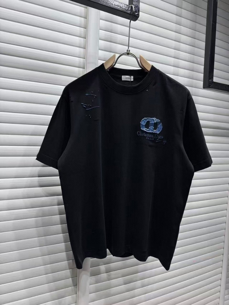 DIOR 디올 데님패치 데미지 자수반팔 2COLOR