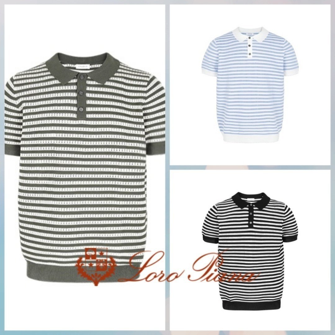 LOROPIANA 로로피아나 펀칭 스트라이프 카라