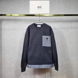 AMI 아미 스트링 배색 맨투맨 2COLOR