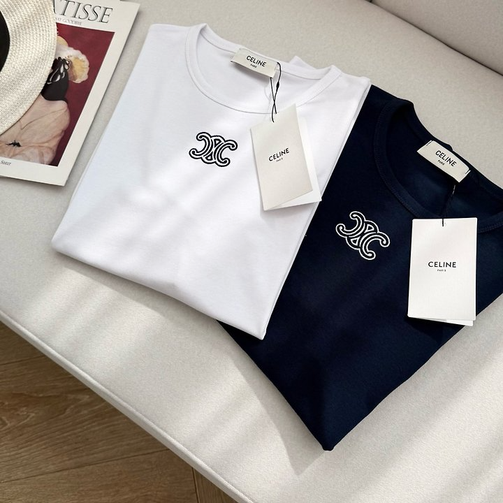 CELINE 셀린느 리브드 저지 코튼 반팔