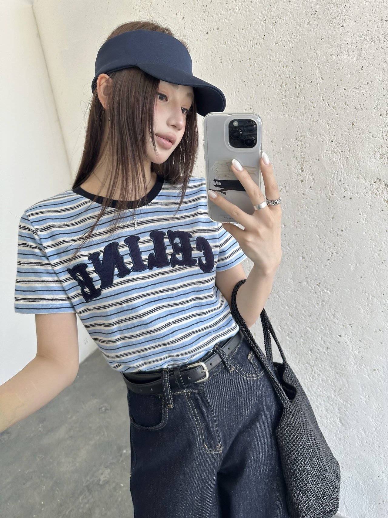 CELINE 셀린느 벨벳 스트라이프 티셔츠 2COLOR