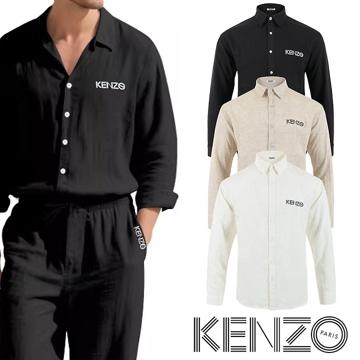 KENZO 겐조 레터링 자수 린넨 셔츠