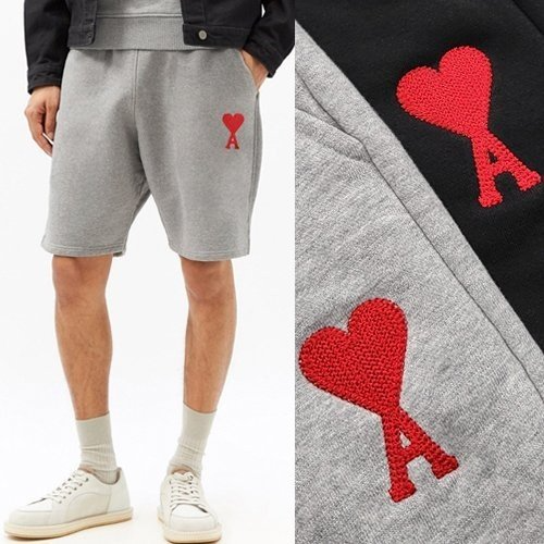 AMI 아미 레드하트 하프팬츠