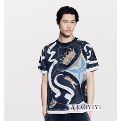 LOUIS VUITTON 루이비통 64308 그래픽 자카드 니트 반팔