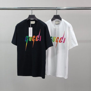 GUCCI 구찌 그라데이션로고 코튼 반팔티