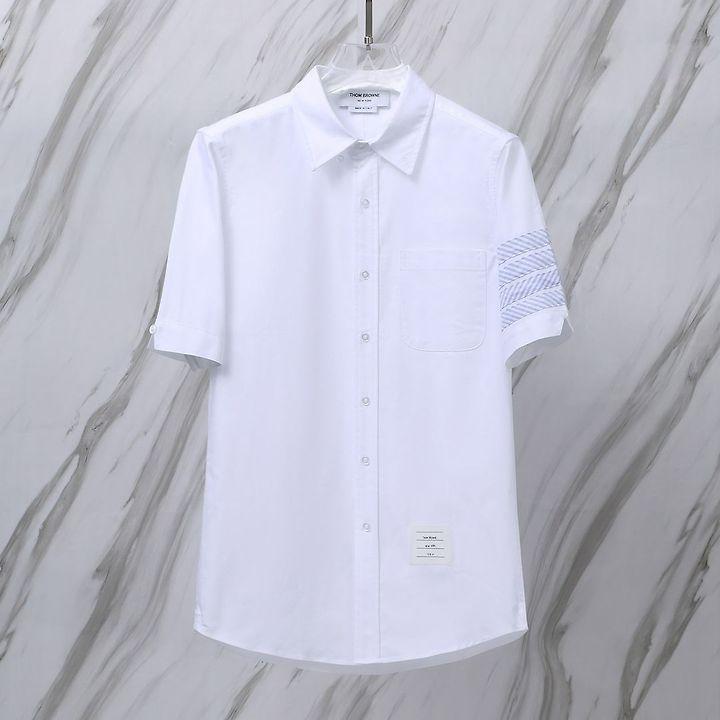 THOM BROWNE 톰브라운 007 ST 사선 옥스포드 반팔 셔츠