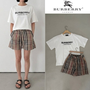 BURBERRY 버버리 레터링 나일론 체크 오버핏 하프 셋업