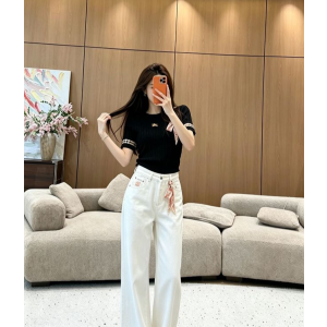 BURBERRY 버버리 1075 클래식 체크 트리밍 케이블 니트 반팔 3COLOR