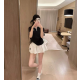 CHANEL 샤넬 1030 CC 로고 배색 폴로 반팔&플리츠 스커트 세트 2COLOR