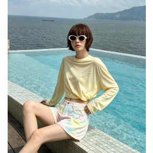 CHANEL 샤넬 1043 파스텔 타이다이 데님 쇼츠