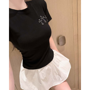 CHROME HEARTS 크롬하츠 1006 라인스톤 세메터리 크로스 반팔 2COLOR