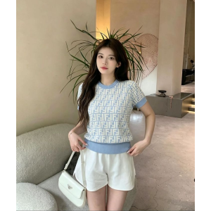 FENDI 펜디 1052 FF 로고 올오버 니트 반팔 4COLOR