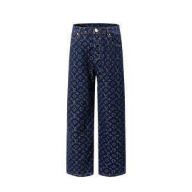 LOUIS VUITTON 루이비통 607158 모노그램 자카드 인디고 데님 팬츠