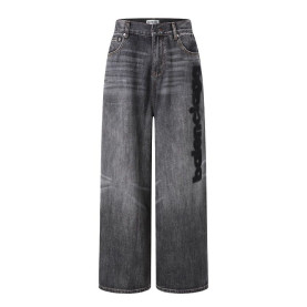 BALENCIAGA 발렌시아가 607037 로고 그래픽 자수 데님 팬츠