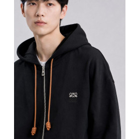 LOEWE 로에베 60035 아나그램 가죽 드로우스트링 후드 집업