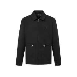 LOUIS VUITTON 루이비통 60050 레더 엘보우 패치 지퍼 셔츠 자켓