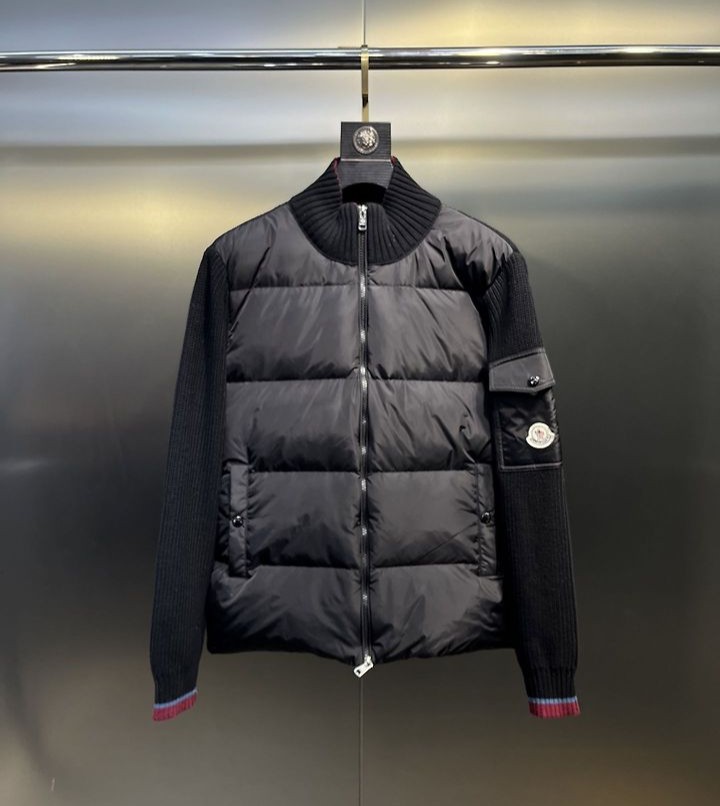 MONCLER 몽클레어 60200 트라이컬러 팁 니트 패딩 가디건 3COLOR