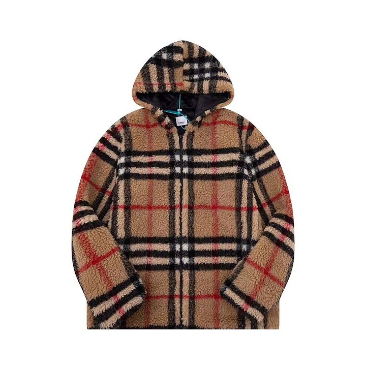 BURBERRY 버버리 60156 체크 플리스 후드 자켓