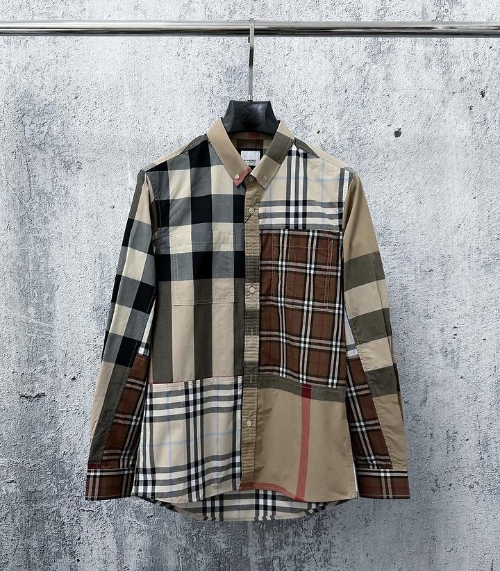 BURBERRY 버버리 60247 패치워크 체크 코튼 셔츠