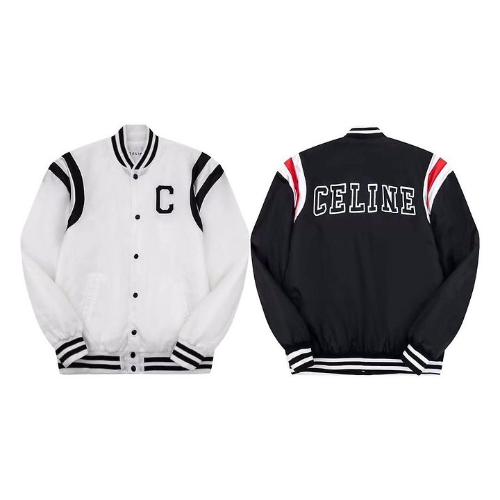 CELINE 셀린느 60149 로고 패치 새틴 바시티 자켓