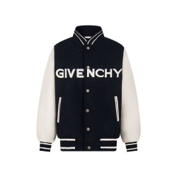 GIVENCHY 지방시 60189 엠브로이더드 로고 울 앤 레더 바시티 자켓