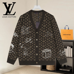 LOUIS VUITTON 루이비통 60077 모노그램 자카드 스케치 니트 가디건