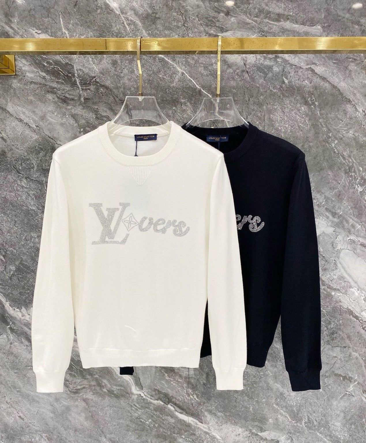 LOUIS VUITTON 루이비통 60108 시그니처 글리터 라인스톤 니트