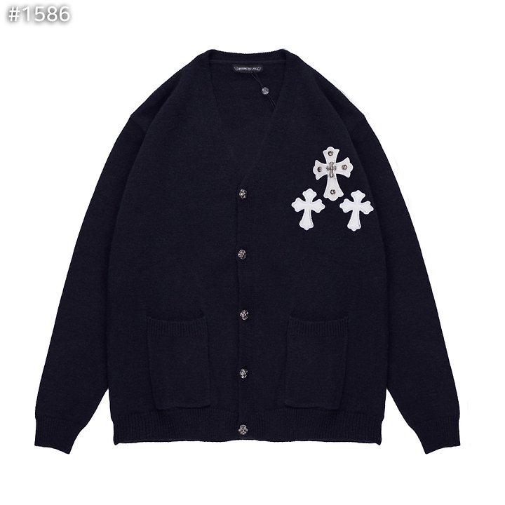 CHROME HEARTS 크롬하츠 화이트 크로스 패치 니트 가디건