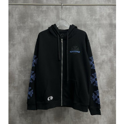 CHROME HEARTS 크롬하츠 홀스슈 블루 크랙 집업 후드 자켓