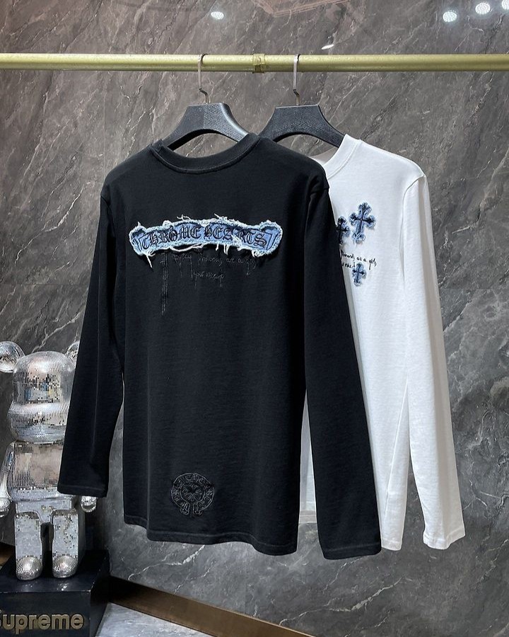 CHROME HEARTS 크롬하츠 7009 데님 멀티 크로스 스크롤 로고 롱 슬리브