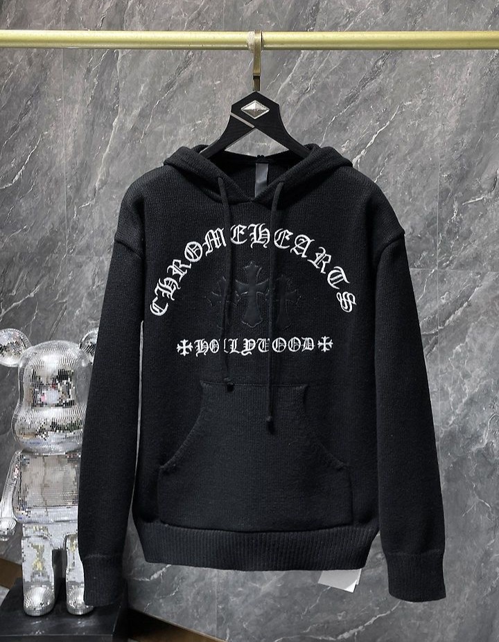 CHROME HEARTS 크롬하츠 7036 레터링 세메터리 크로스 후드 니트