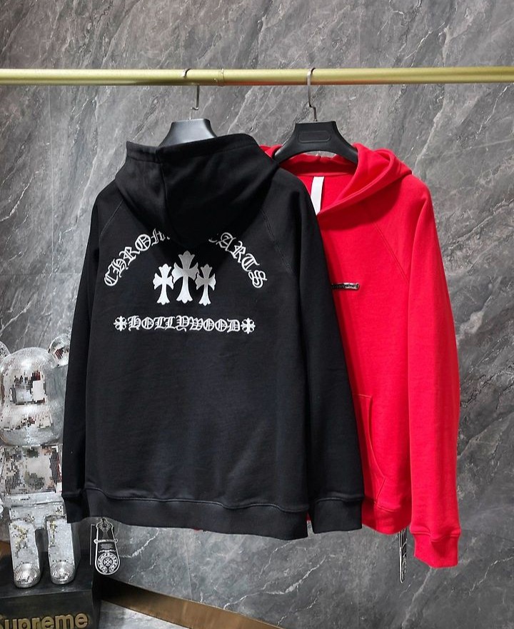 CHROME HEARTS 크롬하츠 7049 할리우드 세메터리 크로스 후드 집업