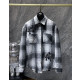CHROME HEARTS 크롬하츠 7058 크로스 플뢰르 디스트로이드 체크 셔츠 자켓