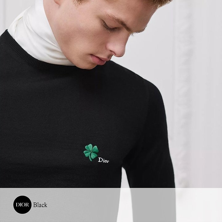 DIOR 디올 클로버 자수 라운드 니트