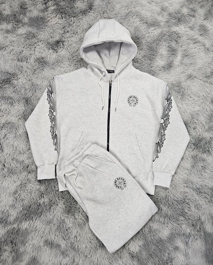 CHROME HEARTS 크롬하츠 타투 기모 후드집업+팬츠 세트