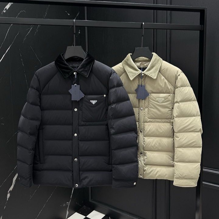 PRADA 프라다 25040 코듀로이 카라 다운 자켓